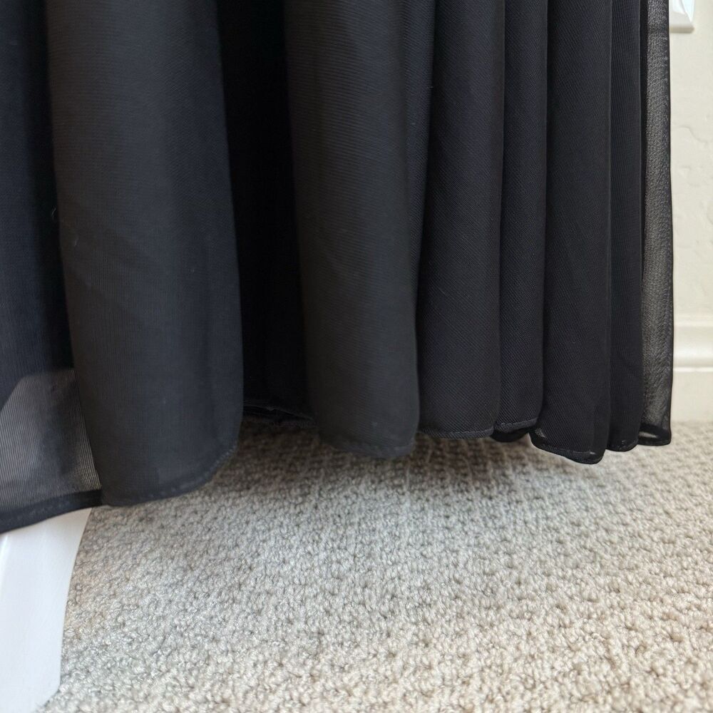 Davids Bridal As Is Mesh Dress Black One Shoulder Chiffon Gown Bridesmaid Sz 12 - Picture 7 of 16